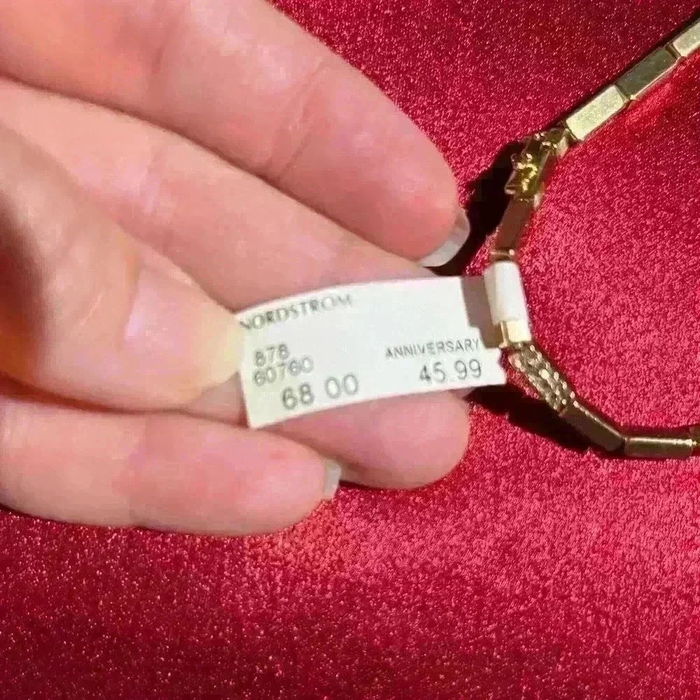 Baublebar Necklace NWT gold square link rhinestone new gift jewelry - Picture 4 of 4